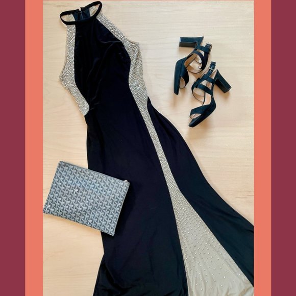 Avery G (AQUA) Embellished Illusion Gown - Picture 1 of 14